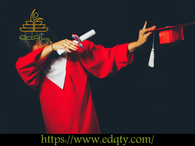 Graduating international student celebrating success in a red academic gown symbolizing opportunities enabled by study abroad programs and visa sponsorship