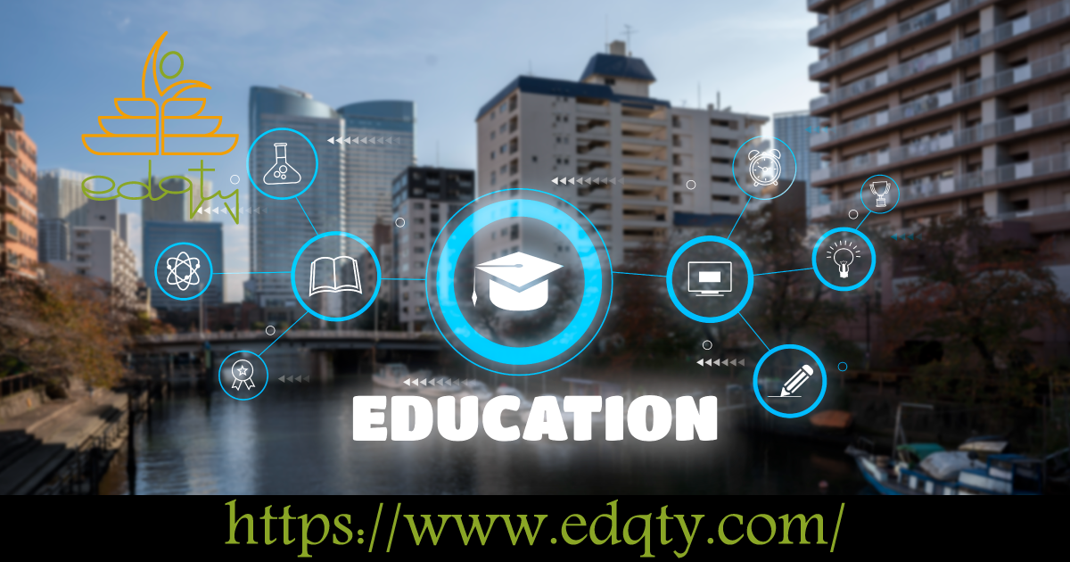 Illustration of education-related icons over a cityscape representing the variety of top study programs