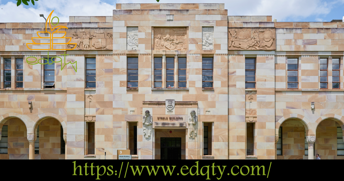 The iconic sandstone facade of the University of Queensland (UQ) emphasizing its reputation as one of the top engineering universities in Australia