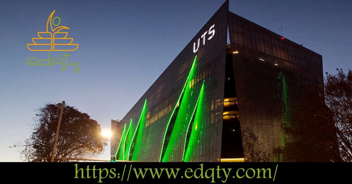 The illuminated building of the University of Technology Sydney (UTS) at night showcasing its status as a leading engineering institution in Australia