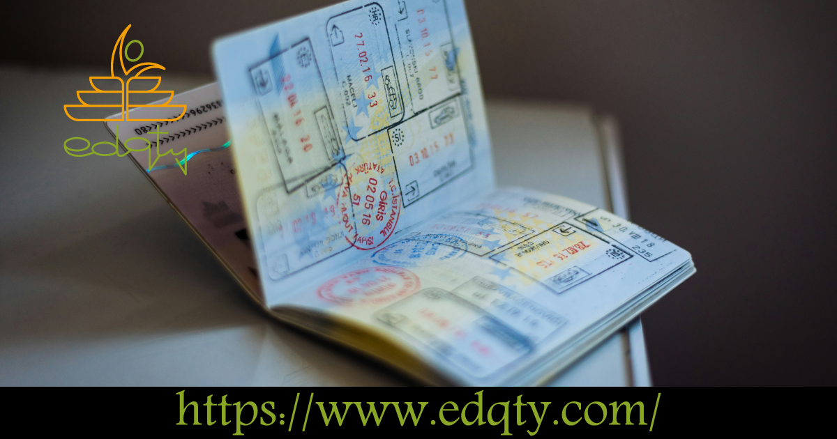 An open passport with visa stamps representing the essential documentation required for international students